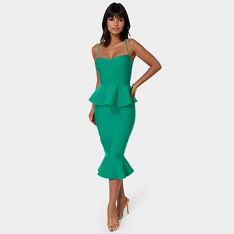 Women's bebe Peplum Bandage Midi Dress
