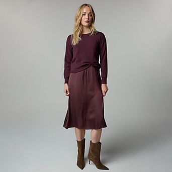 Women's Simply Vera Vera Wang Tucked Mixed Media Midi Sweater Dress