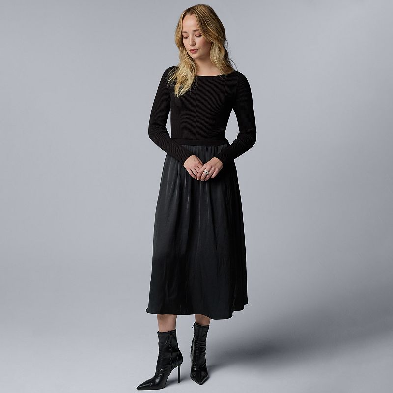 Women's Simply Vera Vera Wang Mixed Media Sweater Dress