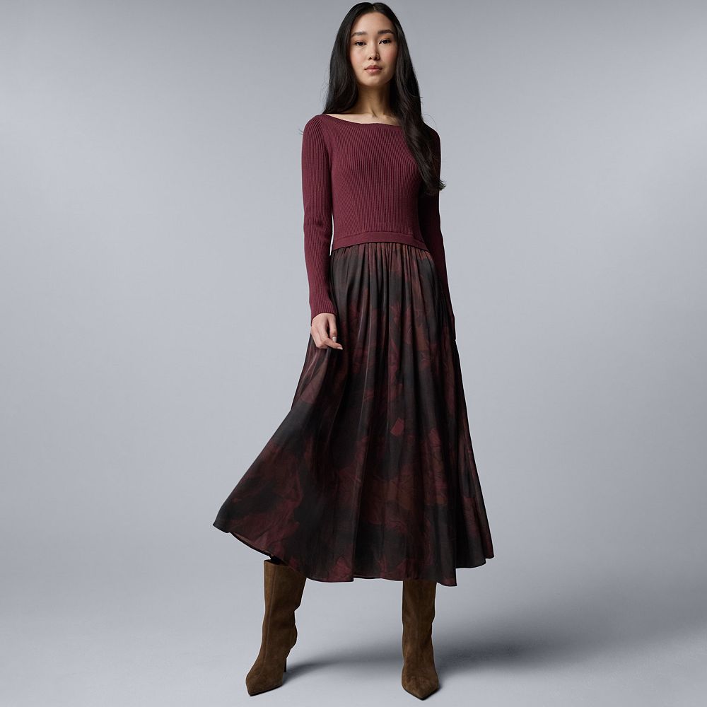 Women's Simply Vera Vera Wang Mixed Media Sweater Dress