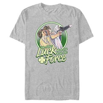 Men's Star Wars Princess Leia & Luke Who Needs Luck Graphic Tee