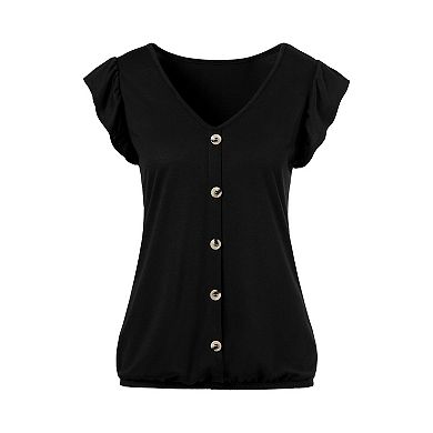 Lascana Women's 2 Pk Ruffle Sleeve Tops