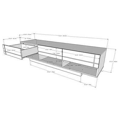 Nexera 72-Inch Tv Stand With 3-Drawers