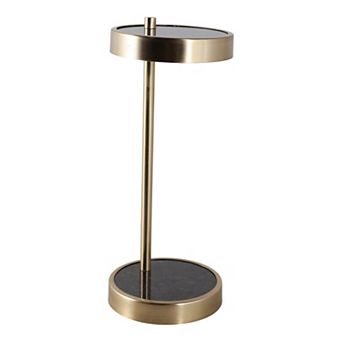 Round Marble Top and Metal Cocktail End Table - 24" - Black