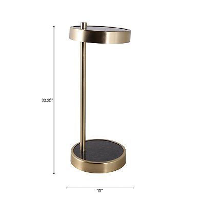 Round Marble Top and Metal Cocktail End Table - 24" - Black