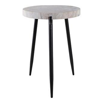 21 in Round Marble Top Iron Frame Base End Table