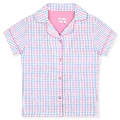 Sleep On It Girls Yummy Jersey Coat Front Pajama Short Set