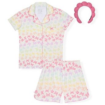 Sleep On It Girls Yummy Jersey Coat Front Pajama Short Set