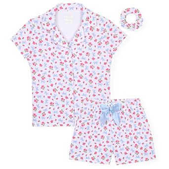 Sleep On It Girls Coat Top and Pajama Short Set