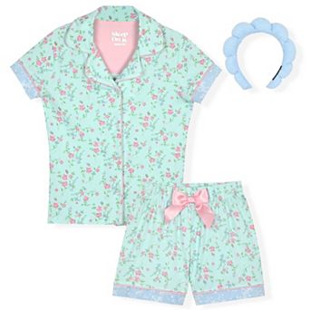 Sleep On It Girls Coat Top and Pajama Short Set