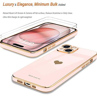 Entronix Bundle for iPhone - Flexible and Stylish Heart Design & 2 Clear Screen Protectors