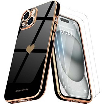 Entronix Bundle for iPhone - Flexible and Stylish Heart Design & 2 Clear Screen Protectors