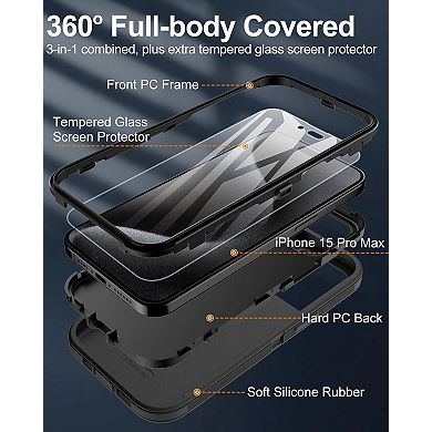 Entronix Bundle for iPhone - Heavy Duty triple-layer Protection case with 1 Screen Protectors