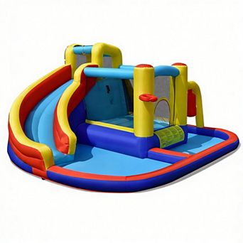 Inflatable Water Slide Park with Bounce Area Climbing Wall and Pool