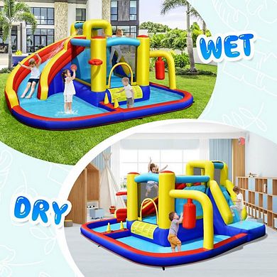 Inflatable Water Slide Park with Bounce Area Climbing Wall and Pool