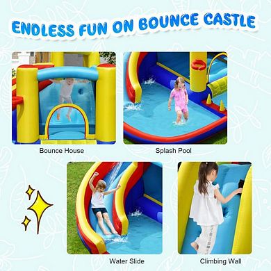 Inflatable Water Slide Park with Bounce Area Climbing Wall and Pool
