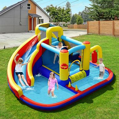 Inflatable Water Slide Park with Bounce Area Climbing Wall and Pool