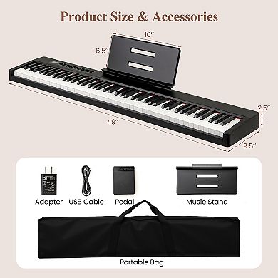 88 Key Digital Piano Keyboard With Velocity Sensitive Full Size Keys