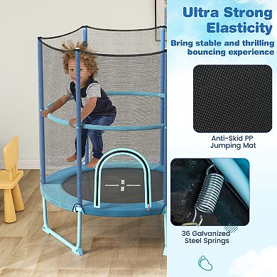 60 Inch Trampoline with Gymnastic Bar and Rings for Kids