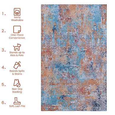 5x8ft Non-Slip Chenille Rug, Stain Resistant, Kid & Pet Friendly for Home, Machine Washable