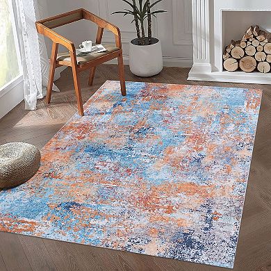 5x8ft Non-Slip Chenille Rug, Stain Resistant, Kid & Pet Friendly for Home, Machine Washable
