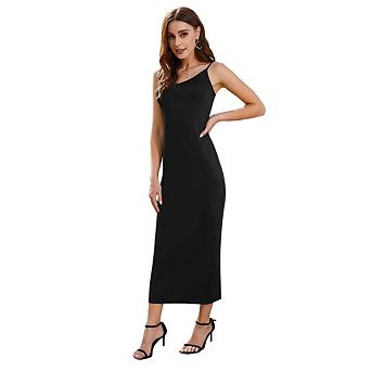 Women Full Slip V Neck Sleeveless Adjustable Spaghetti Cami Maxi Dress Nightgowns Sleepwear