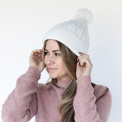 Women's Cable Knit Pom-Pom Beanie