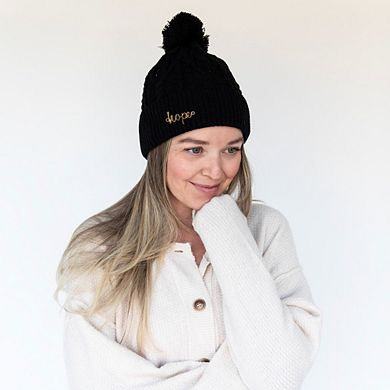 Women's Cable Knit Pom-Pom Beanie