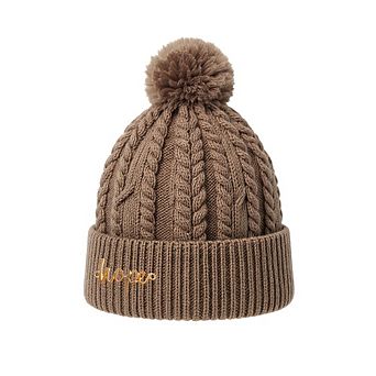 Women's Cable Knit Pom-Pom Beanie
