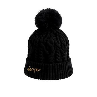 Women's Cable Knit Pom-Pom Beanie