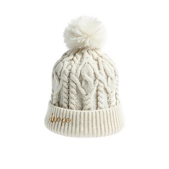 Women's Cable Knit Pom-Pom Beanie