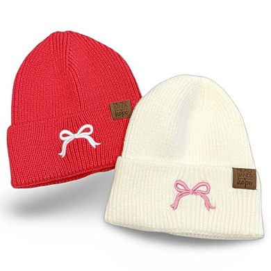 Women's Embroidered Bow Beanie