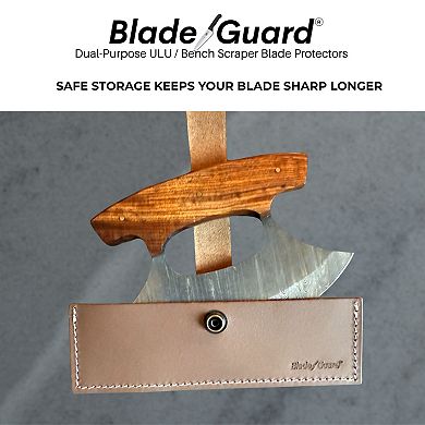 Blade Guard Leather ULU Sheath Fits 6" ULU & Bench Scraper Snap Closure Protective Cover