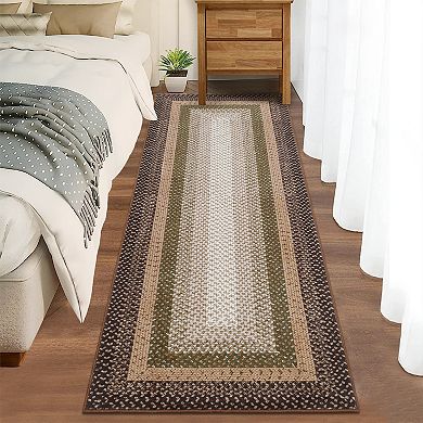 Washable Low Pile Runner - Non-Slip, Stain & Shed Resistant Rug for Hallway, Kitchen, Bath