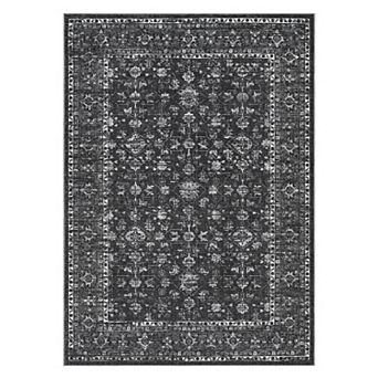 Washable Area Rugs for Living Room, Vintage Floral Print Bedroom Rugs Non Slip, Retro Accent