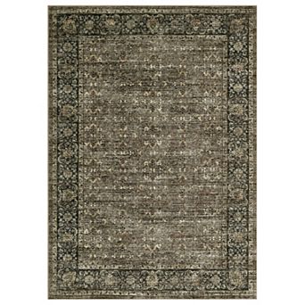 Washable Living Room Area Rug, Vintage Distressed Floral Non Slip Low Pile Stain Resistant Carpet