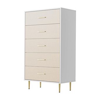 Modern 3-8 Drawer Dresser for Bedroom, Wood Chest of Drawers w/ Metal Legs, for Living Room, Hallway