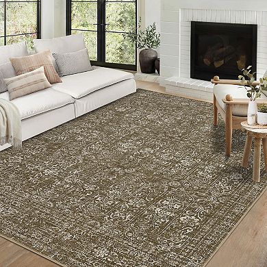 Washable Non-Slip Low Pile Rug, Soft Thin & Non-Shedding, Printed Carpet for Living Room Decor
