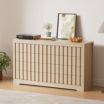 Fluted Dresser for Bedroom with 8 Drawers, 54" Wide Modern Chest of Drawers with Curved Profile