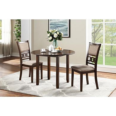 New Classic Furniture Gia 3-Piece 42 Wood Round Dining Set with 2 Chairs