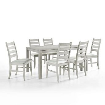 New Classic Furniture Pascal 59 Retangular Wood Dining Set with 6 Chairs