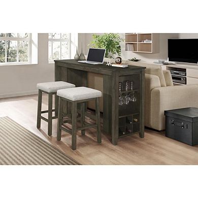 New Classic Furniture Furniture Churon Solid Wood Gathering Bar Table and 2 Stools