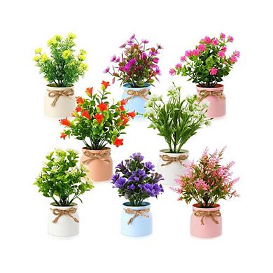 8-Pieces Indoor Centerpiece Artificial Potted Flowers