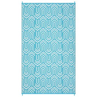 Gravee Outdoor Geometric Area Rug Waterproof UV-Resistant ReversibleMat for Patio Camping Beach