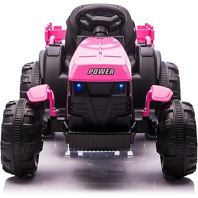 Ride On Tractor Toy for Kids, 12V Ride On Toy with Trailer & Remote Control, Battery Powered