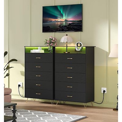 modern tall dresser for bedroom Garvee Grey 5-Drawer Bedroom, Dresser Organizer with Storage Drawers, Sturdy Wooden Chest for Entryway, Hallway, Home Office Waterproof Wood Tall 8 Drawer Dresser, Modern