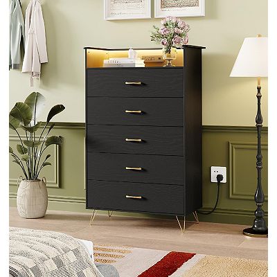 5 drawer dresser tall Homfa 5 Drawer White Dresser, Tall Chest of Drawer Wooden Storage Cabi –  myhomfa