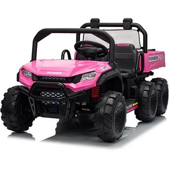 24V 4WD Electric Ride-on Dump Truck for Kids, 2-Seater with Parental Remote Control, 3 Speeds,