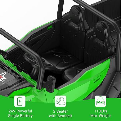 24V Kids Ride-on Dump Truck with Remote Control, Electric Dump Bed & Shovel, Music Player & Key