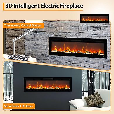 50" Smart Electric Fireplace - Recessed/Wall Mounted with WiFi App & Remote Control, 1500w Heater